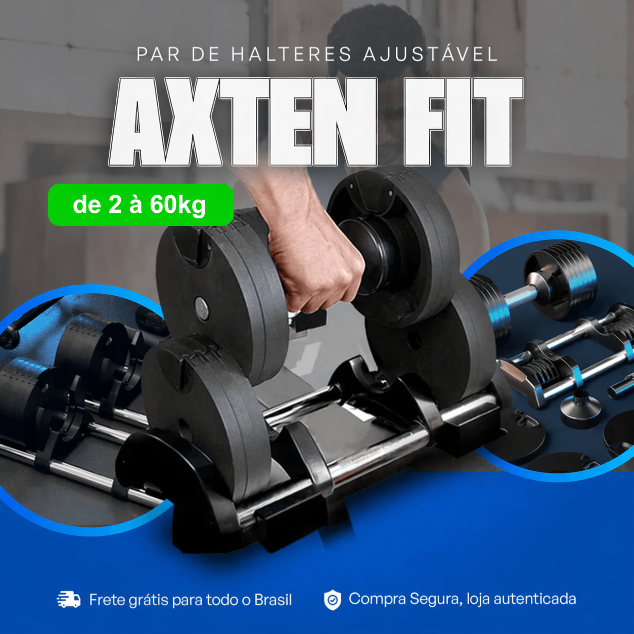 Par de Halteres Ajustável - Axten Fit™